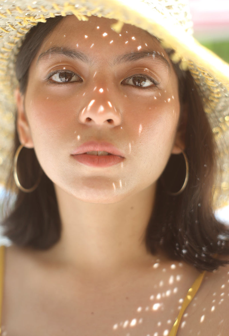 Yellow Balinese Pecatu Wide Round Straw Hat - ourCommonplace