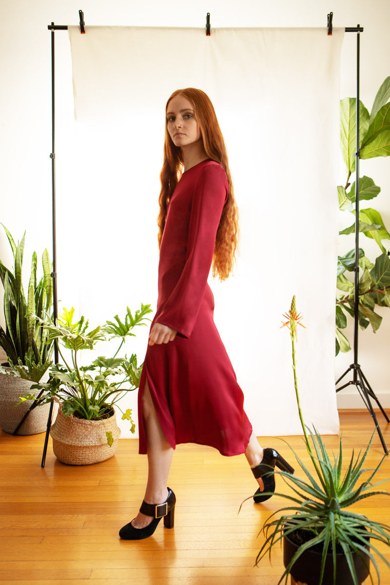 Nina Dress / Scarlet Red Silk - ourCommonplace