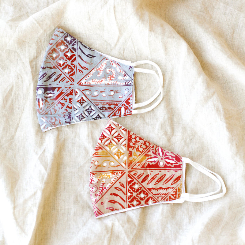 RED JAVA 3-Ply Batik Face Mask With Waterproof Filter - ourCommonplace