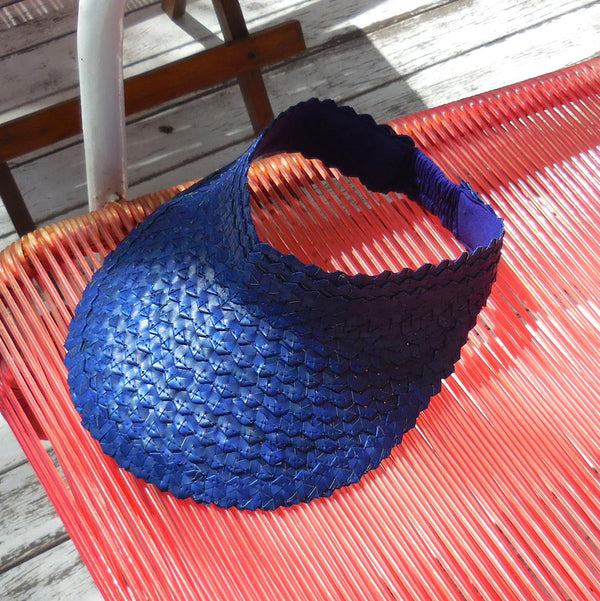 Pandan Visor Straw Hat - Royal Blue - ourCommonplace