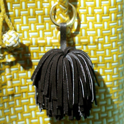 Upcycled Suede Leather Pom Tassel Bag Charm - In Black - ourCommonplace
