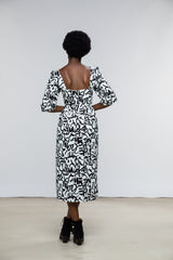 Suzan Dress / Milk + Black Brushstroke Cotton - ourCommonplace