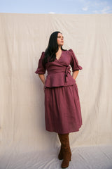 Ellen Wrap Top / Plum Linen - ourCommonplace