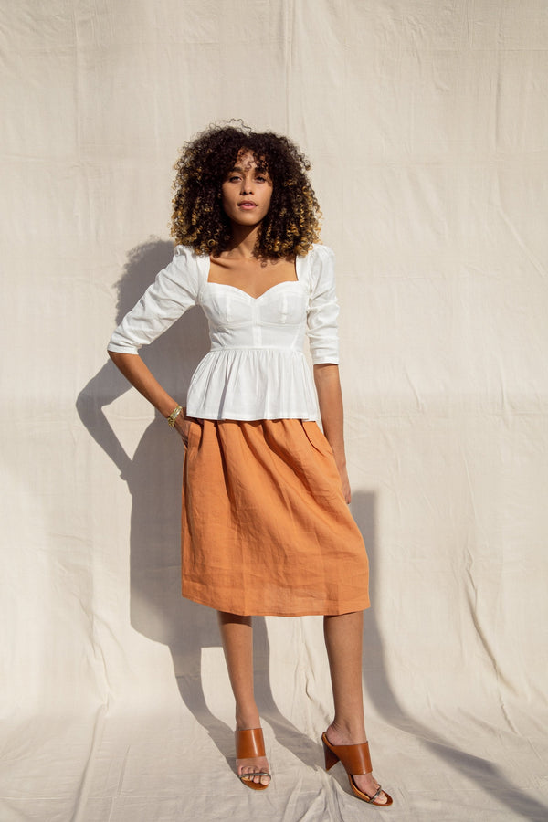 Beth Skirt / Terracotta Linen - ourCommonplace