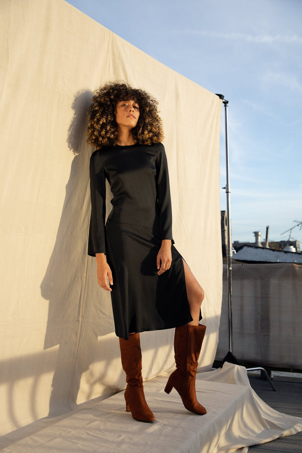 Nina Dress / Black Silk - ourCommonplace