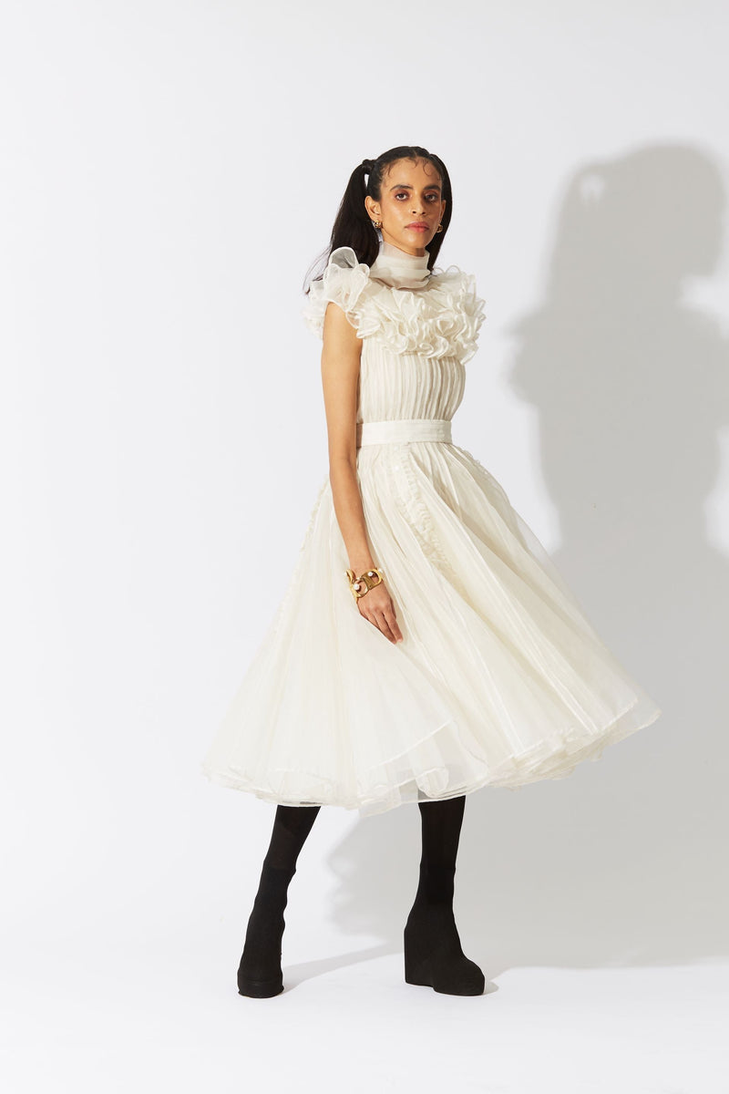 BOTTLEBRUSH ORGANZA DRESS IVORY - ourCommonplace