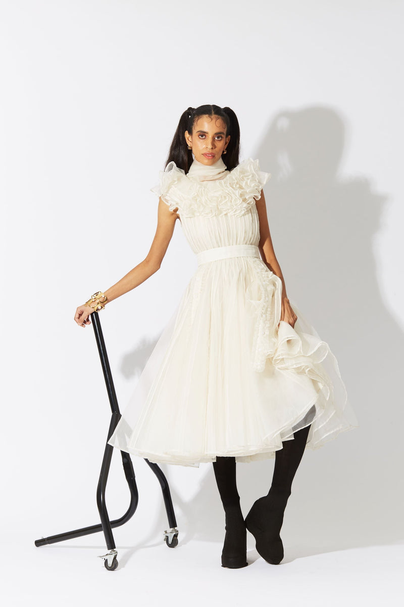 BOTTLEBRUSH ORGANZA DRESS IVORY - ourCommonplace