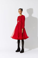 BOTTLEBRUSH ORGANZA DRESS RED - ourCommonplace