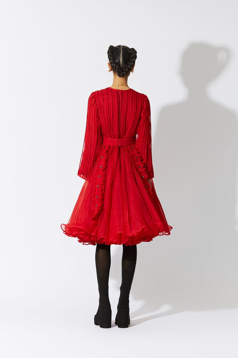 BOTTLEBRUSH ORGANZA DRESS RED - ourCommonplace