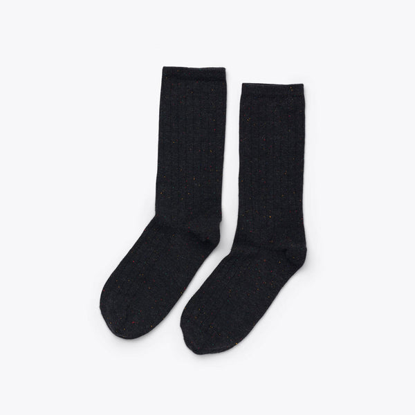 Cotton Crew Sock Black Multicolor Marl - ourCommonplace