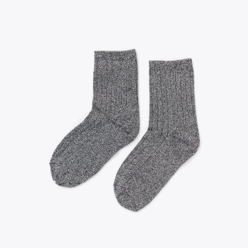 Cotton Mid Sock Heather Black Marl - ourCommonplace