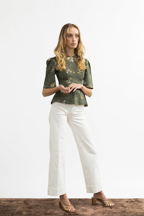 Lisa Top / Olive Floral Cotton - ourCommonplace