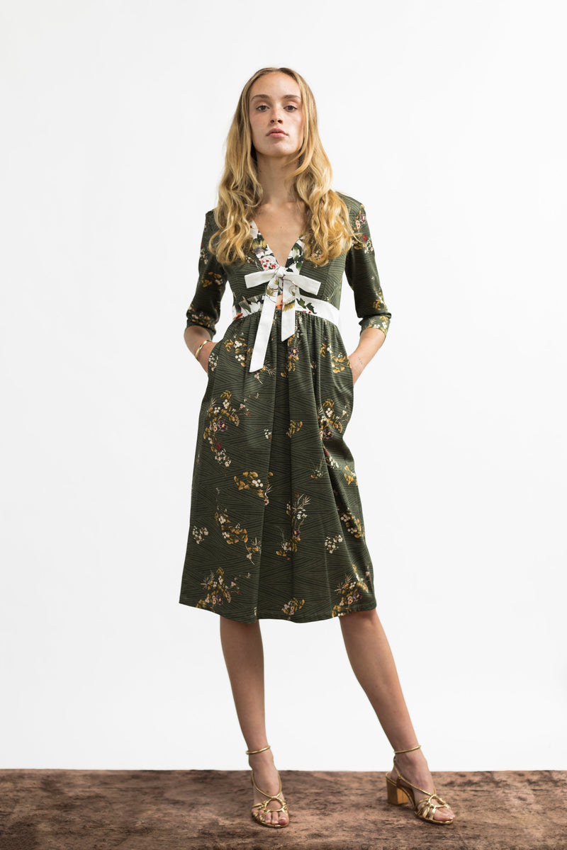 Carla Dress / Olive Floral Cotton - ourCommonplace