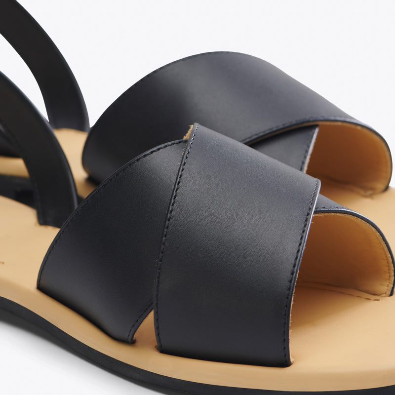 All-Day Cross Strap Sandal Black - ourCommonplace