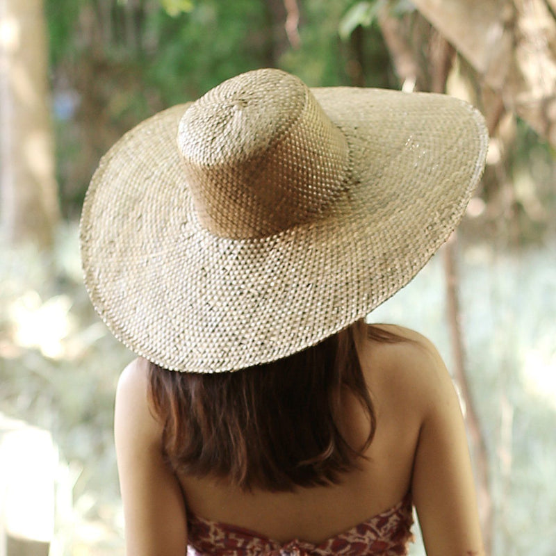 Swasti Wide Round Palm Straw Hat, in Tan Beige - ourCommonplace