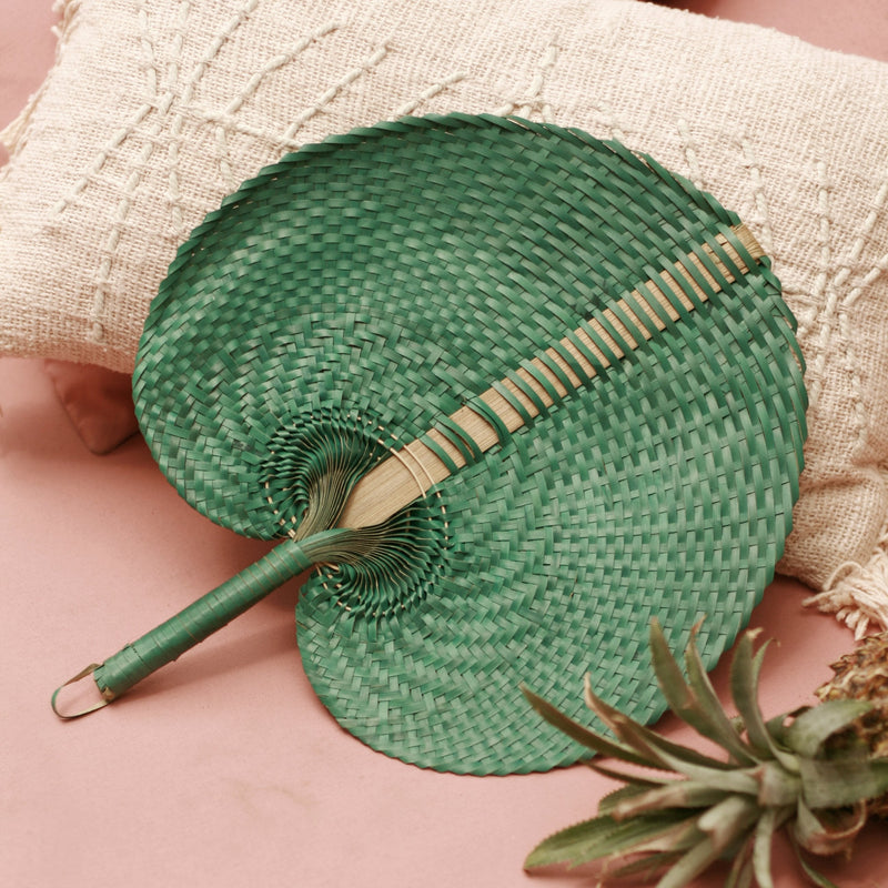 Balinese Woven Hand Fan "Emerald" - ourCommonplace
