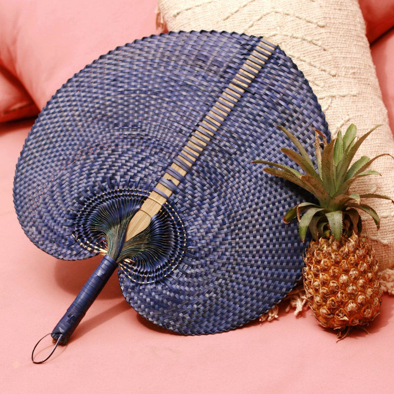 Balinese Woven Hand Fan "Azure" - ourCommonplace