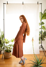Nina Dress / Sugar Almond Brown Silk - ourCommonplace