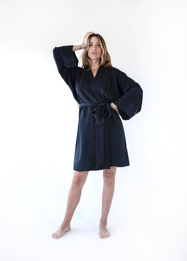 Noir Mini Kimono Robe - ourCommonplace