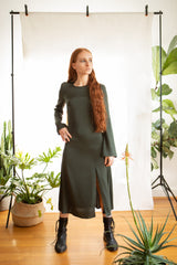 Nina Dress / Deep Forest Green Silk - ourCommonplace