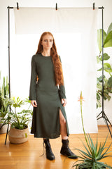 Nina Dress / Deep Forest Green Silk - ourCommonplace