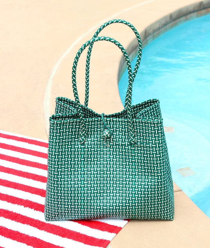 Toko Bazaar Woven Tote Bag - In Green - ourCommonplace