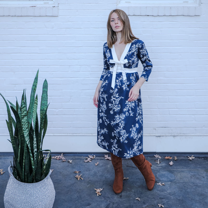 Carla Dress / Navy Floral Cotton - ourCommonplace