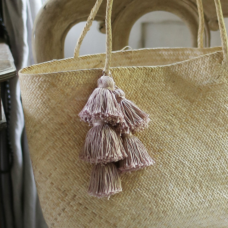 Borneo Sani Straw Tote Bag - With Pale Blush Tassels - ourCommonplace
