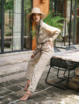 Amelia Recycled Utility Jumpsuit, in Sand Beige - ourCommonplace