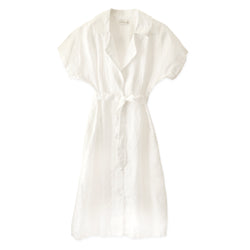 ARYA Safari Linen Midi Dress, in Off White - ourCommonplace