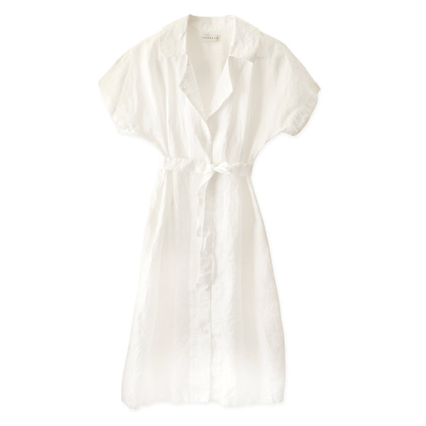 ARYA Safari Linen Midi Dress, in Off White - ourCommonplace