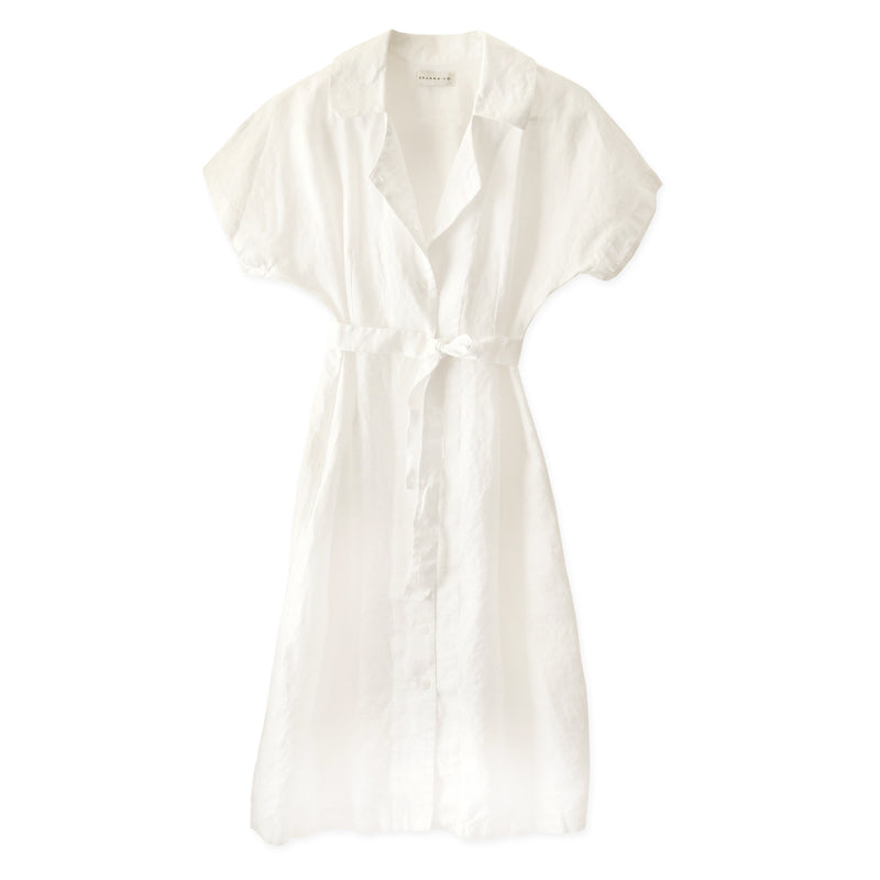 ARYA Safari Linen Midi Dress, in Off White - ourCommonplace