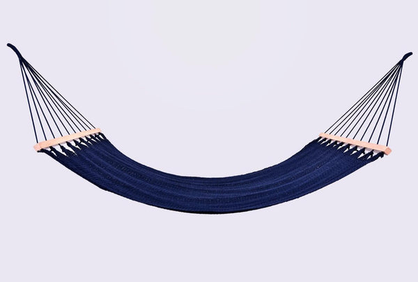 Navy Blue Cotton Hammock (Wooden Bar) - ourCommonplace