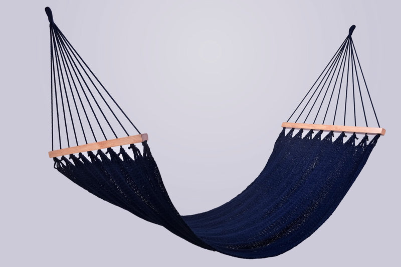 Navy Blue Cotton Hammock (Wooden Bar) - ourCommonplace