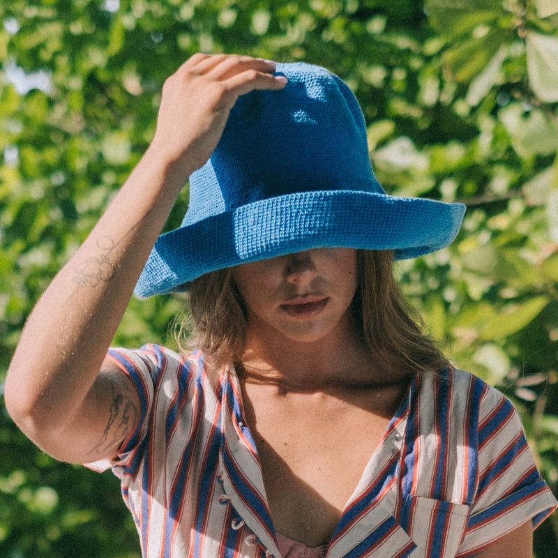 BLOOM Crochet Hat, in Mosaic Blue - ourCommonplace