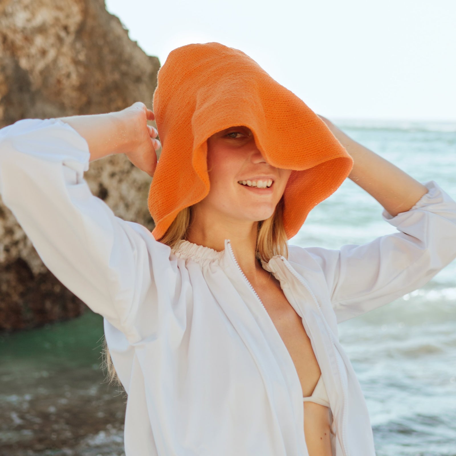 Catarzi 1910 Wide Brim Crochet \'Sao Paulo\' Crochet Sun Hat - Rust Orange Orange Blossom Crochet Bucket Hat, Flower Design - Etsy main image 4