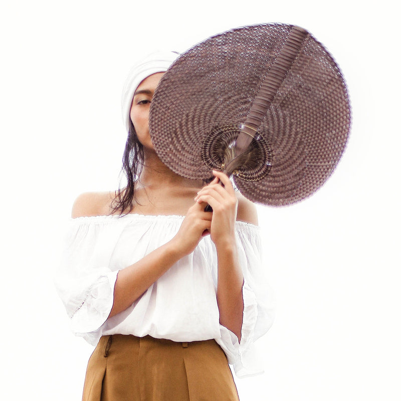Balinese Woven Hand Fan "Bron" - ourCommonplace