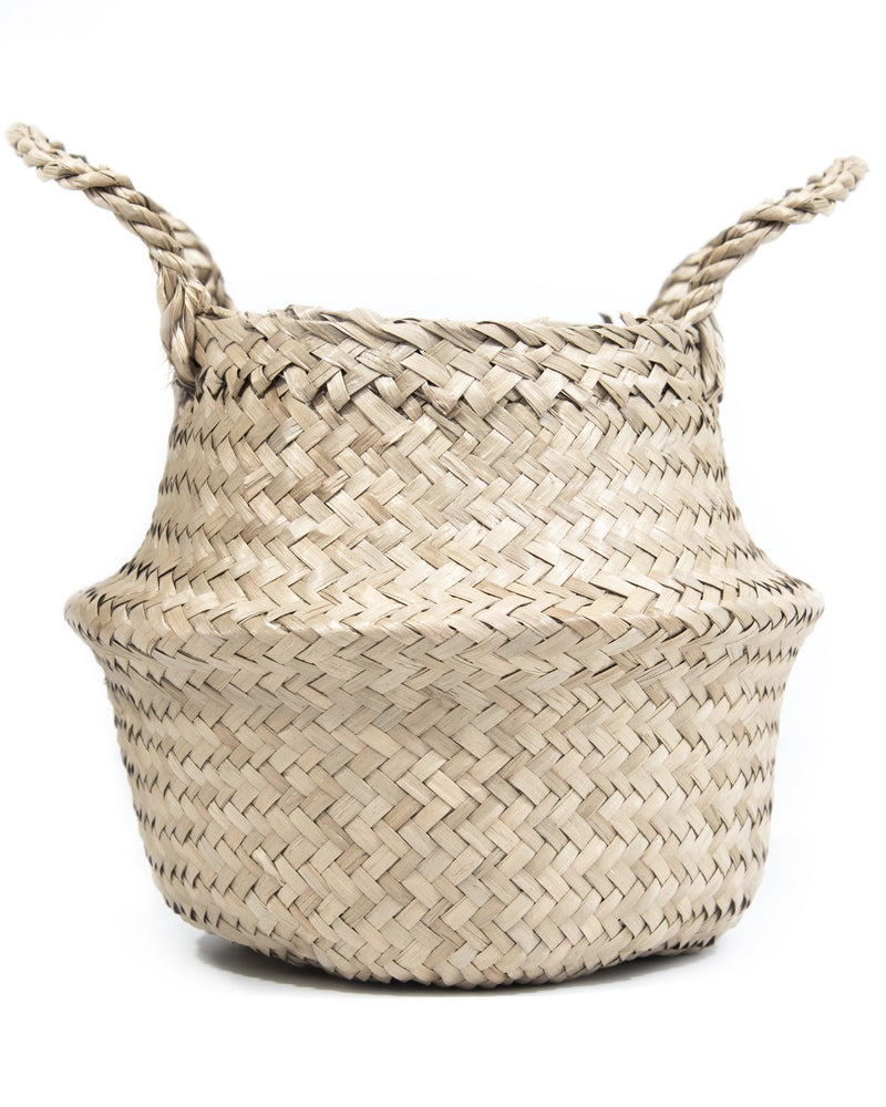 Small Handwoven Seagrass Tabletop Belly Basket - ourCommonplace
