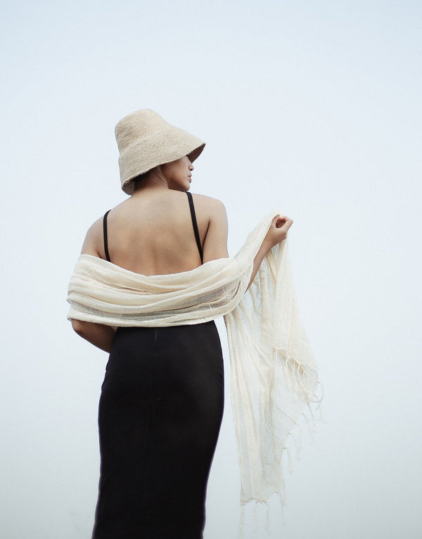 Blanco Hand-Loomed Raw Cotton Scarf - ourCommonplace