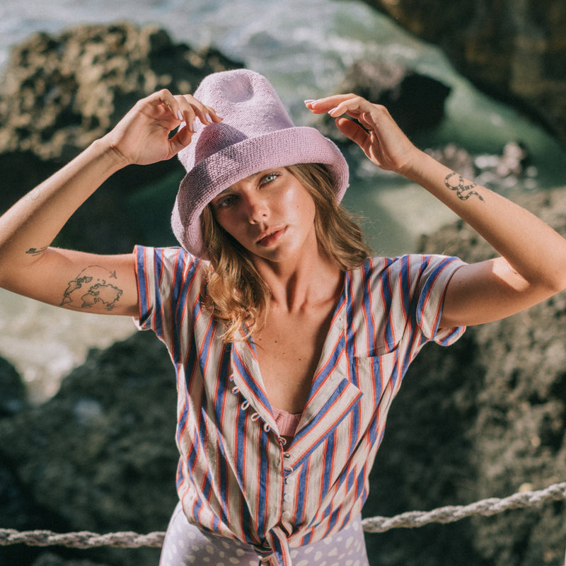 BLOOM Crochet Sun Hat, in Lilac Purple - ourCommonplace