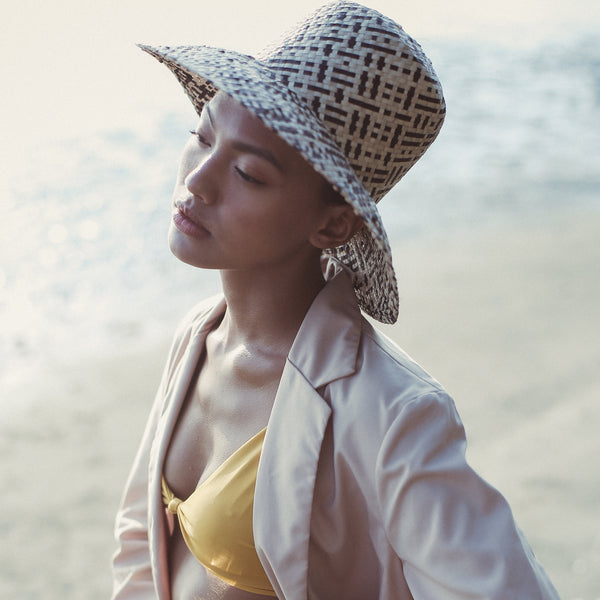 Borneo Fisherman Bucket Straw Hat, in Black - ourCommonplace