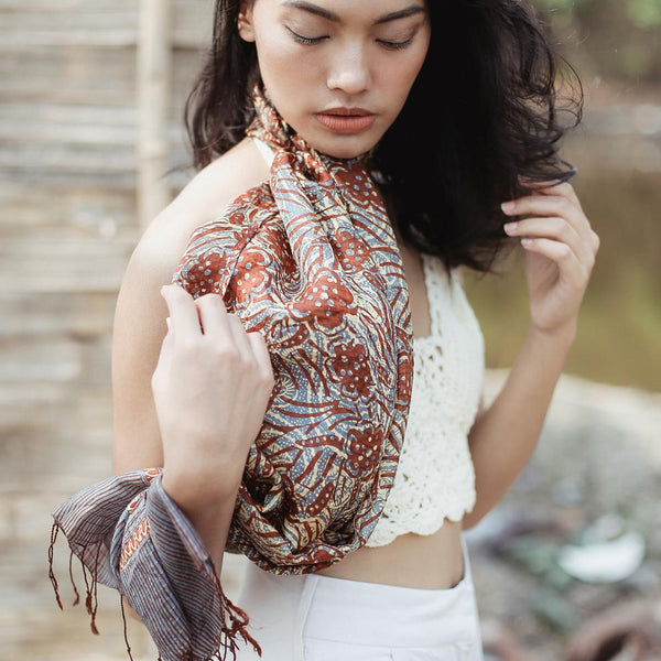 Cempaka Silk Batik Scarf - ourCommonplace