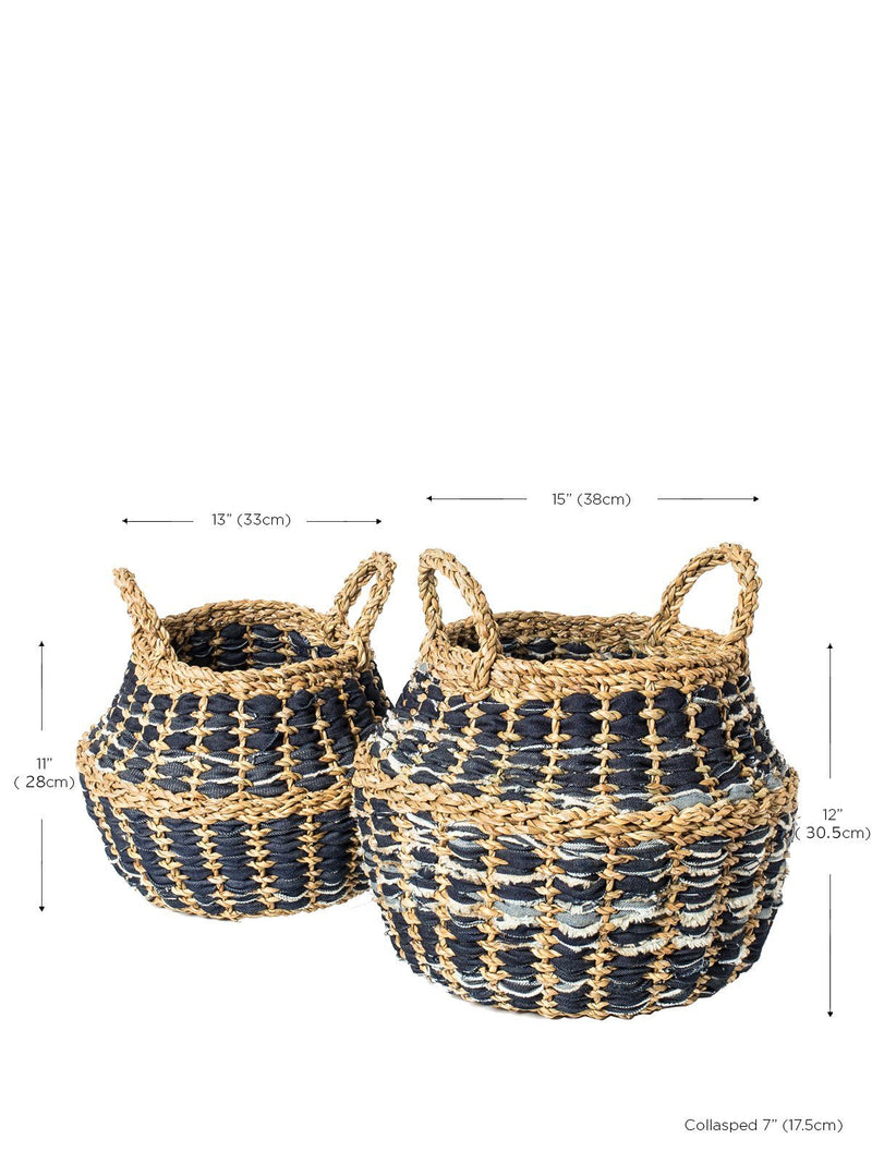 Daya Denim Foldable Basket (Set Of 2) - ourCommonplace