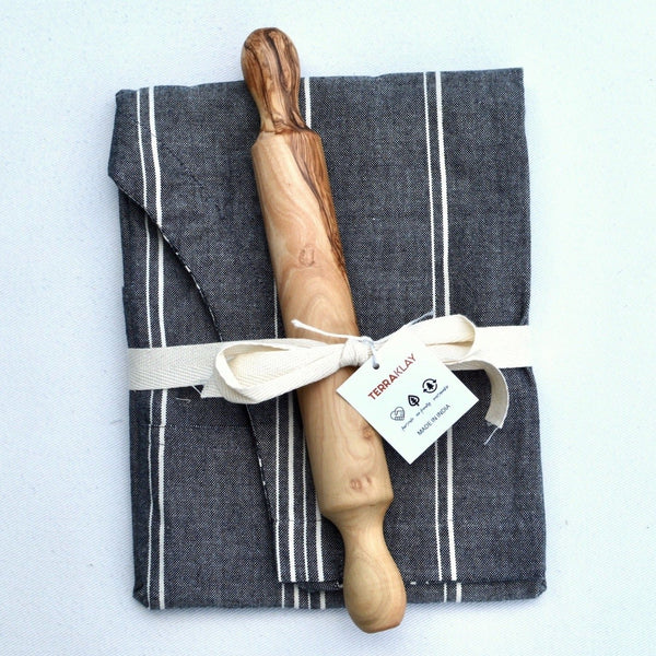 Full Apron and Olive Wood Rolling Pin Gift - ourCommonplace