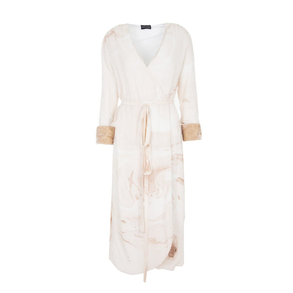 Hand Marbled Wrap Around Dress - Beige - ourCommonplace