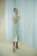 Hand Dyed Silk Misty Marbled Dress - Blue - ourCommonplace