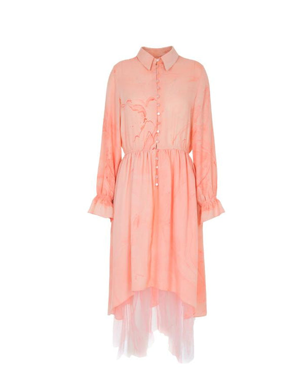 Marbled Silk Button Up Dress - Pink - ourCommonplace