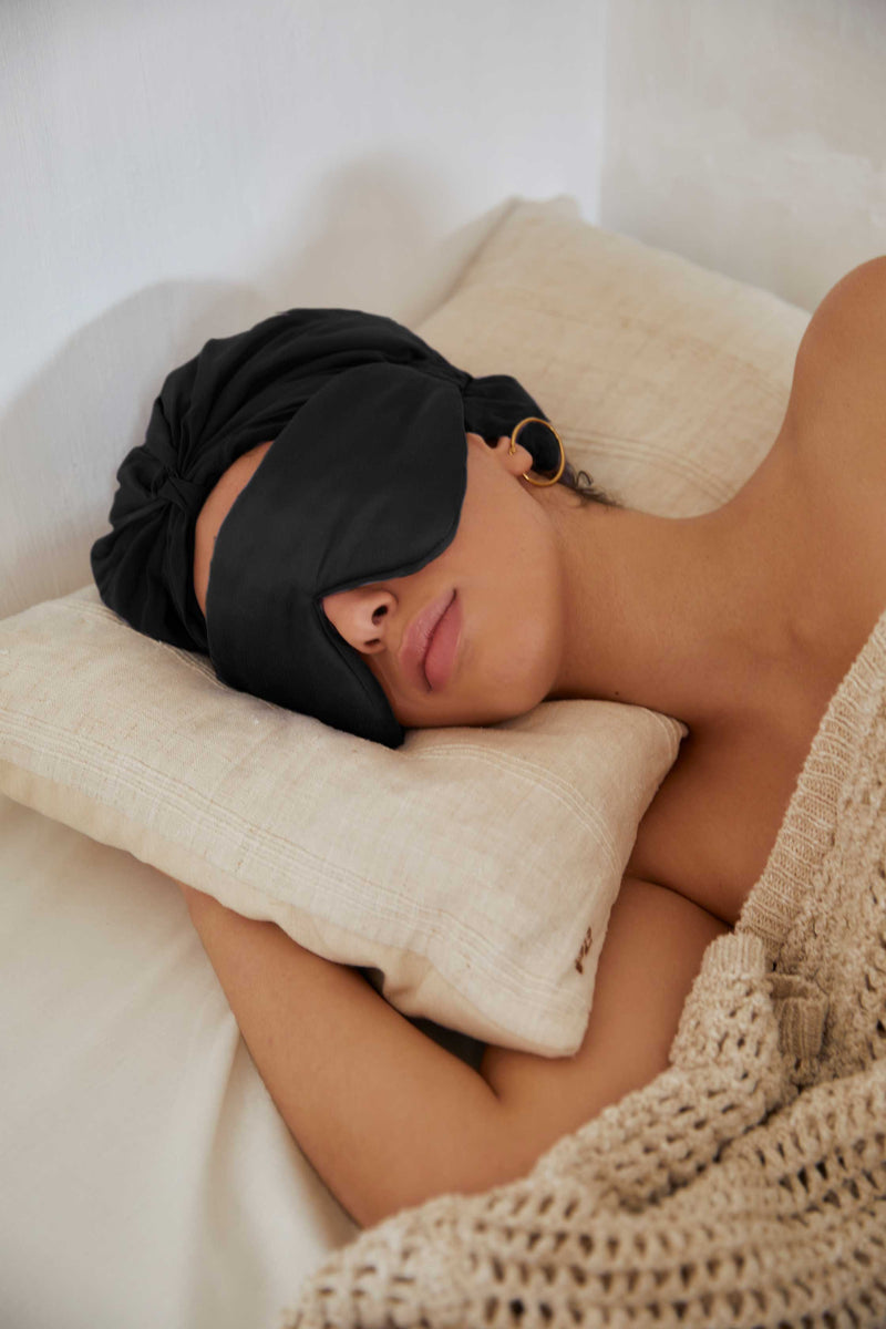 Washed Silk Eye Mask In Black - ourCommonplace