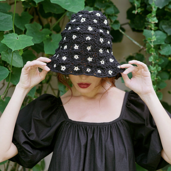 FLORA Crochet Hat, in Black - ourCommonplace