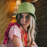 FLORETTE Crochet Bucket Hat, in Lime Green - ourCommonplace